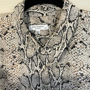 Equipment Snake Print Mini Dress in Black, Cream